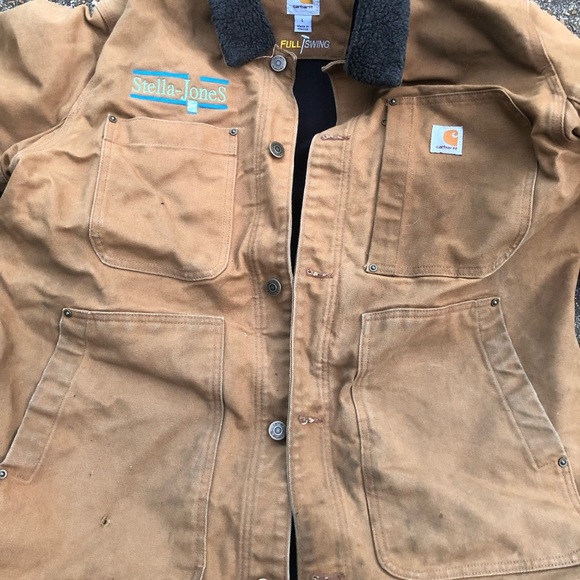 Carhartt Full Swing Chore Coat LARGE Fleece Lined Jacket 102707 211 Thrashed - Picture 3 of 16